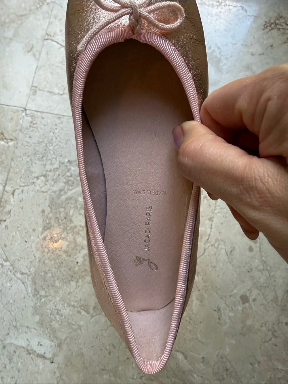 Jacadi Pink Rose Metallic Girls' Ballet Flats
